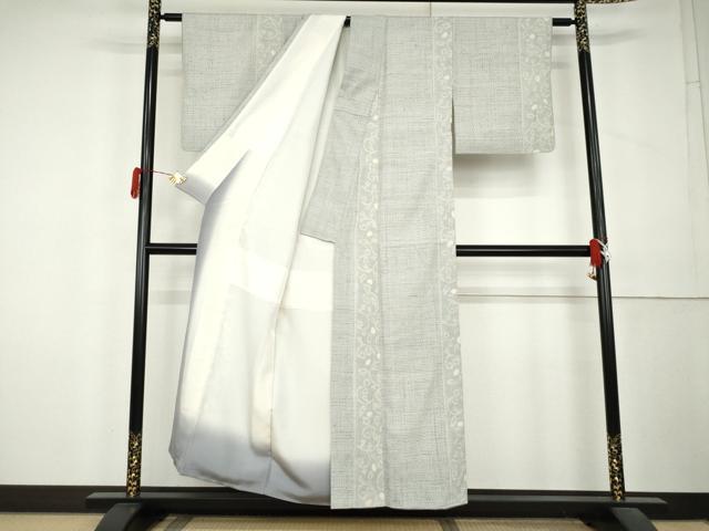 平和屋着物●結城紬　絞り　唐草間道　正絹　逸品　AABL1148cs