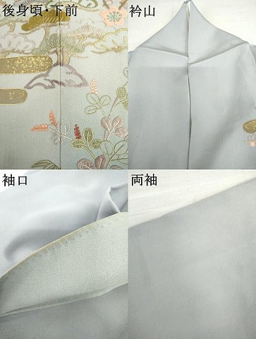平和屋着物●中国三大刺繍　相良刺繍　蘇州刺繍　総刺繍　訪問着　エ霞風景松竹梅文　暈し染め　金糸　金彩　正絹　逸品　AABL1149cs