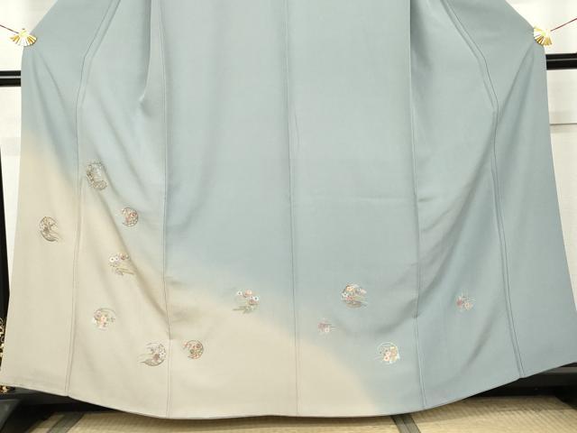 平和屋着物●訪問着　総刺繍　花丸文　暈し染め　金糸　正絹　逸品　AABL1151cs