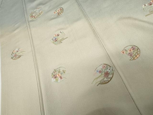 平和屋着物●訪問着　総刺繍　花丸文　暈し染め　金糸　正絹　逸品　AABL1151cs