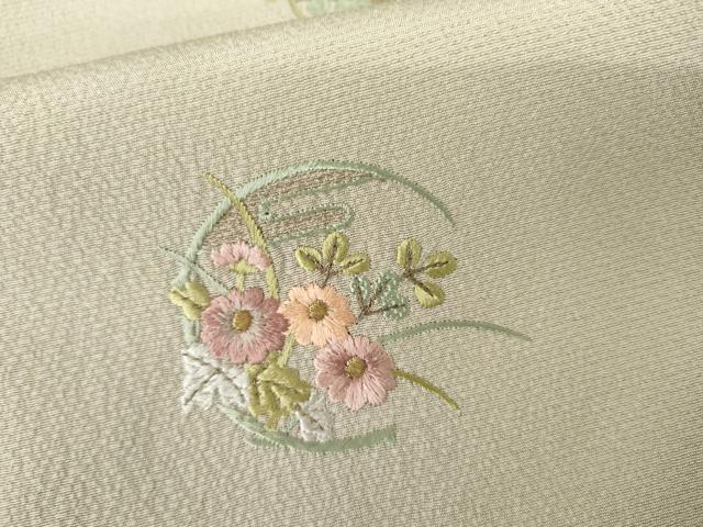 平和屋着物●訪問着　総刺繍　花丸文　暈し染め　金糸　正絹　逸品　AABL1151cs