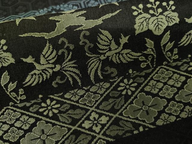 平和屋着物●上質な紬　吉祥横段文　黒地　正絹　逸品　AABL1152cs