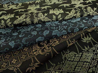 平和屋着物●上質な紬　吉祥横段文　黒地　正絹　逸品　AABL1152cs