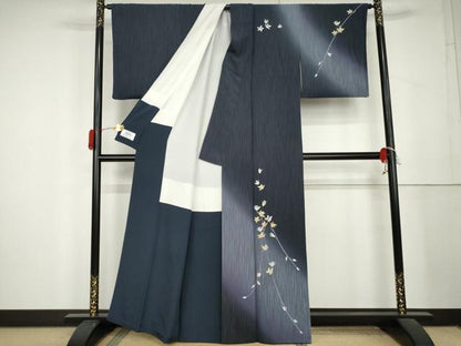 平和屋着物●訪問着　枝花文　暈し染め　京都きもの友禅扱い　正絹　逸品　AABL1153cs