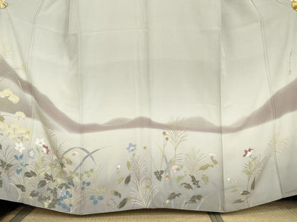 平和屋着物●二代目清次郎　手描き　訪問着　遠山風景枝花文　暈し染め　金彩　京都きもの友禅扱い　正絹　逸品　AABL1154cs