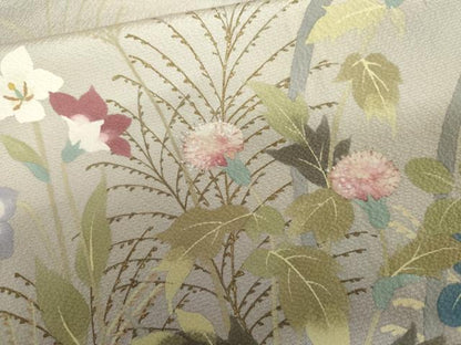平和屋着物●二代目清次郎　手描き　訪問着　遠山風景枝花文　暈し染め　金彩　京都きもの友禅扱い　正絹　逸品　AABL1154cs