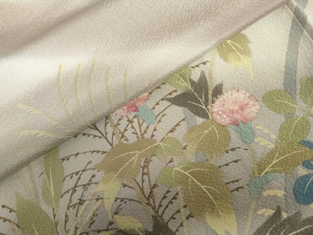 平和屋着物●二代目清次郎　手描き　訪問着　遠山風景枝花文　暈し染め　金彩　京都きもの友禅扱い　正絹　逸品　AABL1154cs