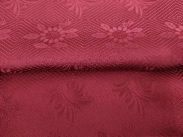 平和屋着物●豪華振袖　草花地紋　中紅色　正絹　逸品　AABL1155cs