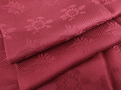 平和屋着物●豪華振袖　草花地紋　中紅色　正絹　逸品　AABL1155cs