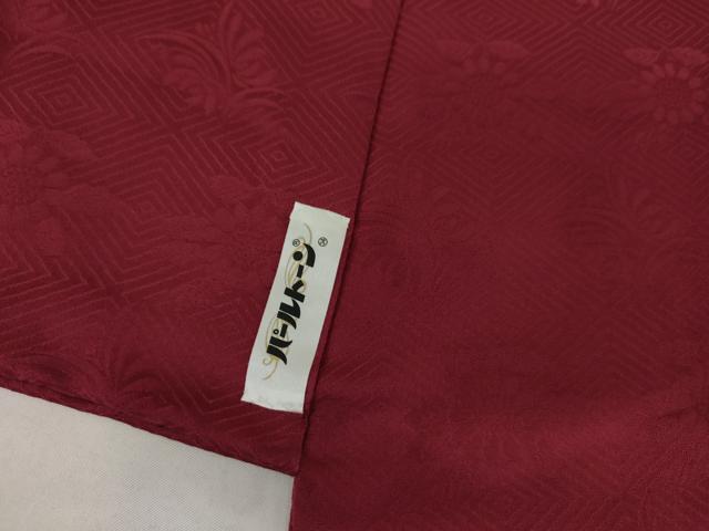 平和屋着物●豪華振袖　草花地紋　中紅色　正絹　逸品　AABL1155cs