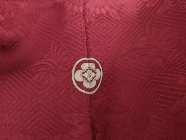 平和屋着物●豪華振袖　草花地紋　中紅色　正絹　逸品　AABL1155cs