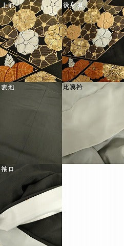 平和屋本店●銀座きしや　黒留袖　総刺繍　駒刺繍　梅松菊桐松皮取文様　金糸　共箱・たとう紙付き　正絹　逸品　AABL1156cs