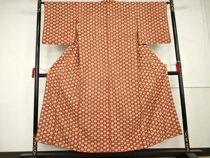 平和屋着物●岩手の匠　草紫堂　南部絞り　茜染　小紋　綿　逸品　AABL1158cs
