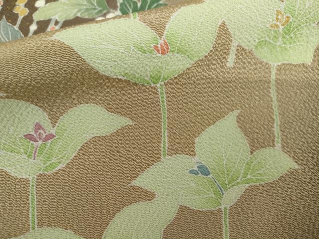 平和屋着物●訪問着　作家物　枝花文　暈し染め　金彩　鬼しぼ縮緬　正絹　逸品　AABL1159cs