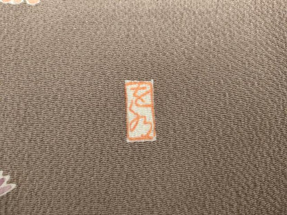 平和屋着物●訪問着　作家物　枝花文　暈し染め　金彩　鬼しぼ縮緬　正絹　逸品　AABL1159cs
