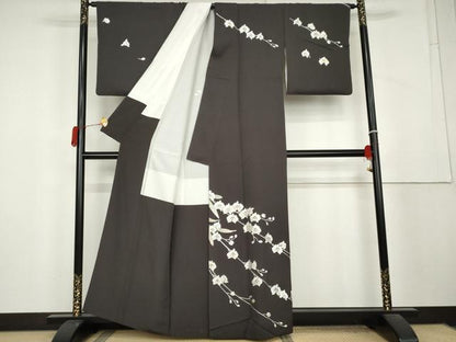 平和屋着物●訪問着　総刺繍　胡蝶蘭　金糸　正絹　逸品　AABL1161cs