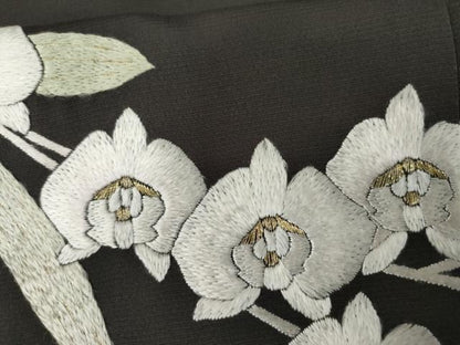 平和屋着物●訪問着　総刺繍　胡蝶蘭　金糸　正絹　逸品　AABL1161cs