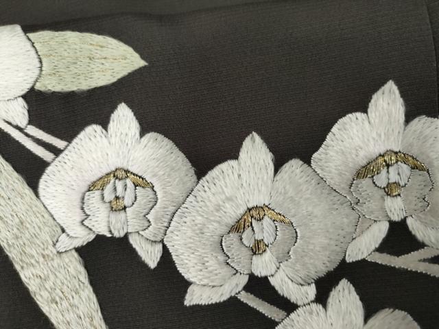 平和屋着物●訪問着　総刺繍　胡蝶蘭　金糸　正絹　逸品　AABL1161cs