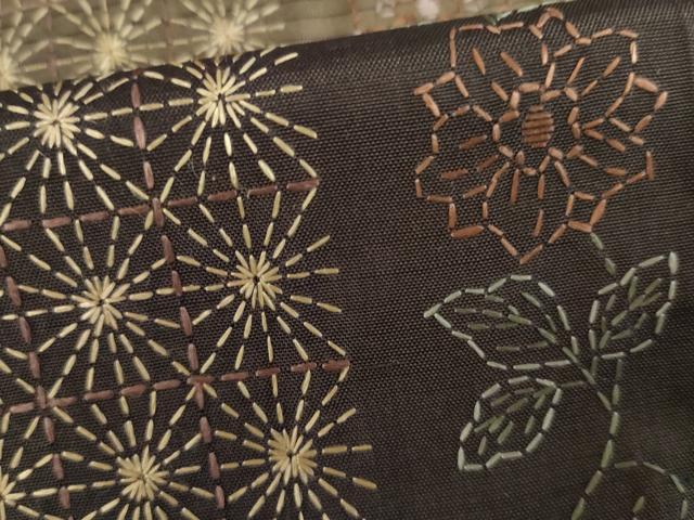 平和屋着物●本場縞大島紬　訪問着　総刺繍　刺し子　更紗花間道　正絹　逸品　未使用　AABL1162cs