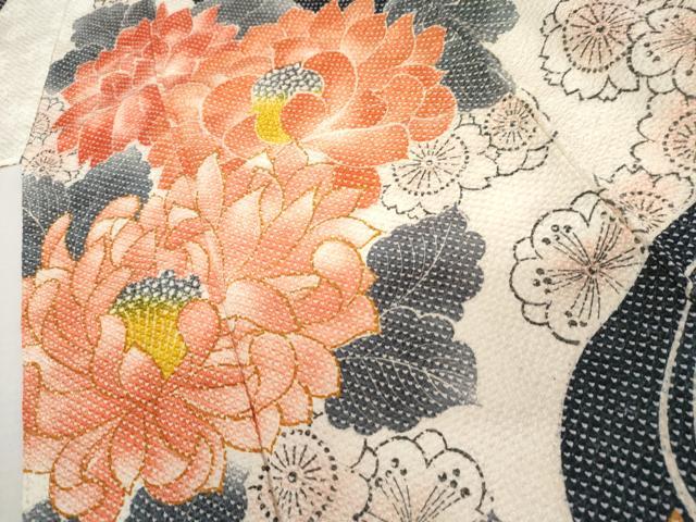 平和屋着物●名門　藤娘きぬたや・総絞り　振袖　流水草花文　正絹　逸品　AABL1166cs
