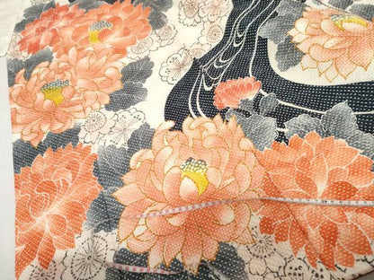 平和屋着物●名門　藤娘きぬたや・総絞り　振袖　流水草花文　正絹　逸品　AABL1166cs