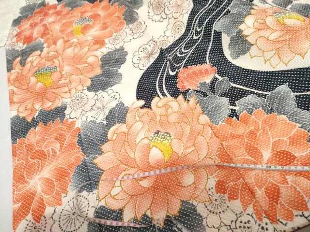 平和屋着物●名門　藤娘きぬたや・総絞り　振袖　流水草花文　正絹　逸品　AABL1166cs