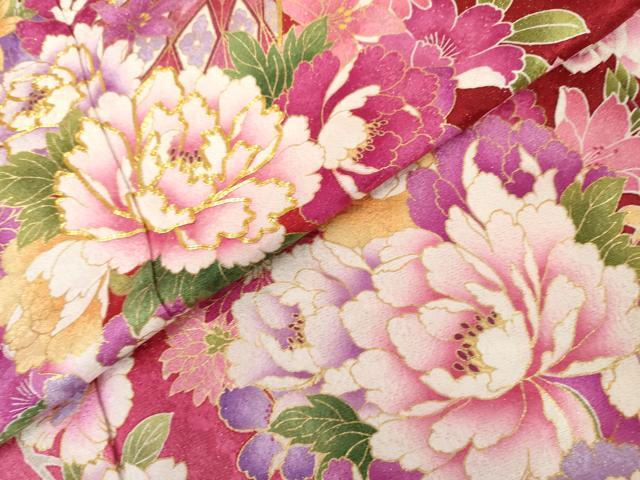 平和屋着物●豪華振袖　駒刺繍　花毬文　八重桜　暈し染め　金通し地　正絹　逸品　AABL1171cs