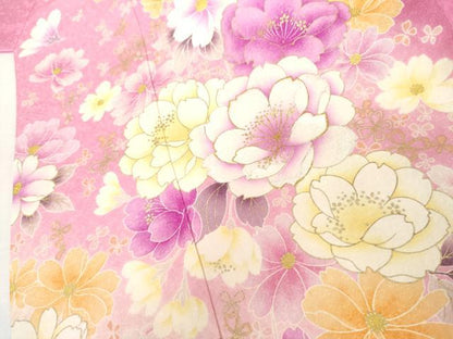 平和屋着物●豪華振袖　刺繍　枝垂れ花文　暈し染め　金糸　金彩　銀通し地　正絹　逸品　AABL1172cs