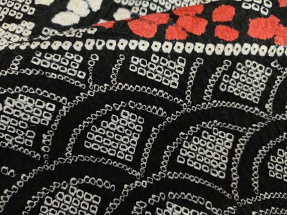 平和屋着物●豪華振袖　総絞り　蔓帯花文　黒地　金彩　正絹　逸品　AABL1177cs
