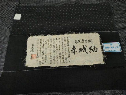 平和屋着物●赤城紬　訪問着　黒地　証紙付き　正絹　逸品　AABL1179cs