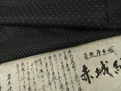 平和屋着物●赤城紬　訪問着　黒地　証紙付き　正絹　逸品　AABL1179cs