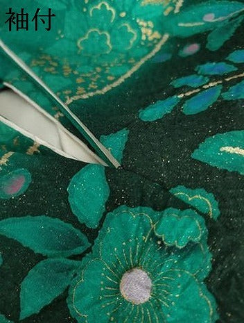 平和屋着物●豪華振袖　辻が花　金彩　金通し地　ロング丈　正絹　逸品　AABL1180cs