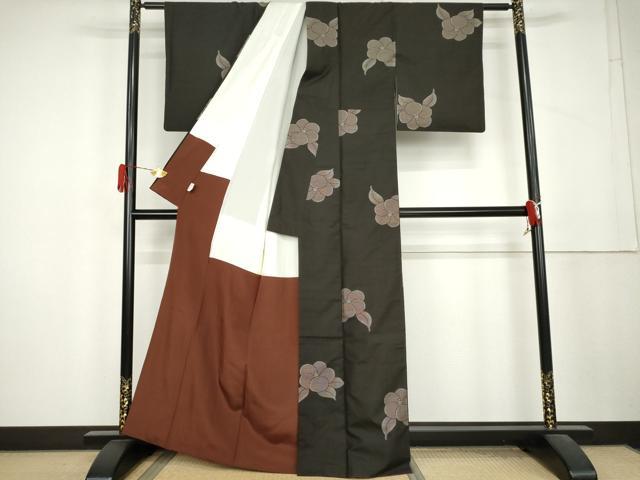 平和屋着物●本場大島紬　9マルキ　地空き　椿　鈴乃屋扱い　正絹　逸品　AABL1181cs