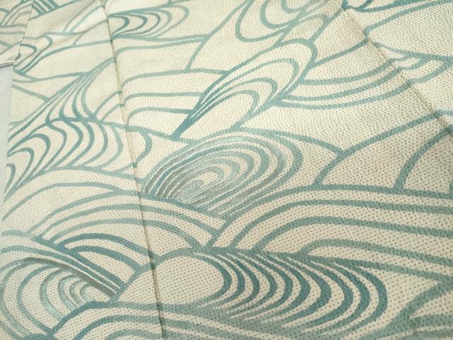 平和屋着物●お召　訪問着　刺繍　流水文　正絹　逸品　AABL1182cs