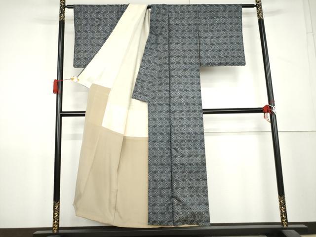 平和屋着物●本場大島紬　割込み絣　花菱文　正絹　逸品　AABL1183cs