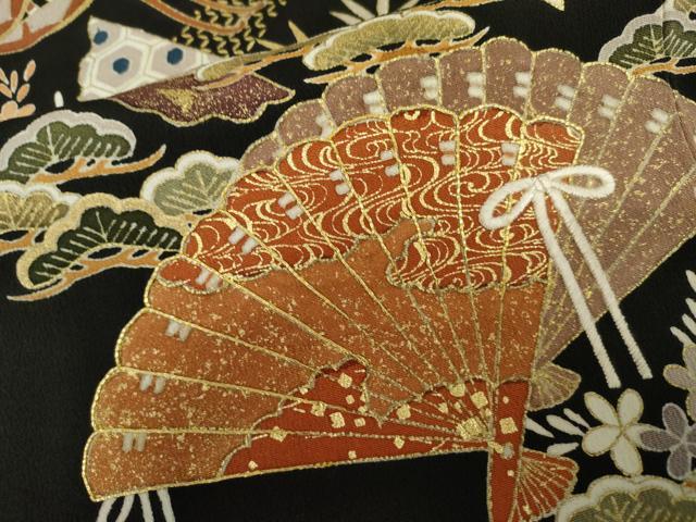 平和屋着物●豪華黒留袖　花車吉祥文　金彩　三越扱い　正絹　逸品　AABL1184cs