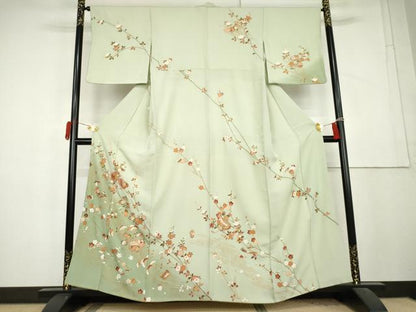 平和屋着物●訪問着　花文箱　暈し染め　正絹　逸品　AABL1189cs