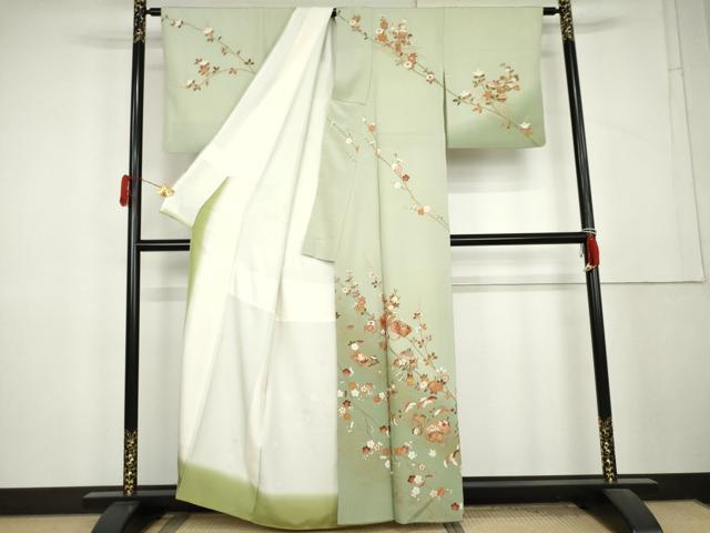 平和屋着物●訪問着　花文箱　暈し染め　正絹　逸品　AABL1189cs