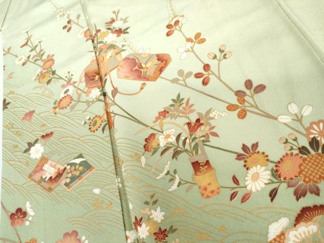 平和屋着物●訪問着　花文箱　暈し染め　正絹　逸品　AABL1189cs