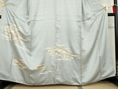 平和屋着物●訪問着　駒刺繍　重ね山松竹梅文　金彩　正絹　逸品　AABL1191cs