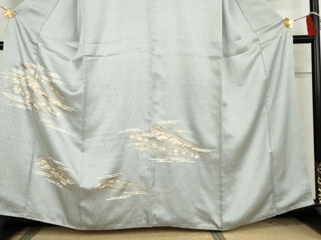 平和屋着物●訪問着　駒刺繍　重ね山松竹梅文　金彩　正絹　逸品　AABL1191cs