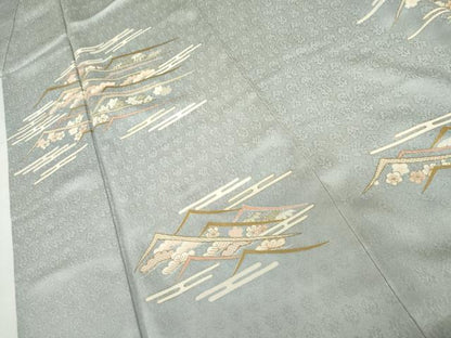 平和屋着物●訪問着　駒刺繍　重ね山松竹梅文　金彩　正絹　逸品　AABL1191cs