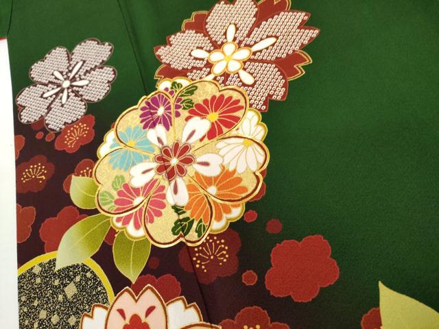 平和屋着物●豪華振袖　駒刺繍　舞桜文　暈し染め　金彩　正絹　逸品　AABL1192cs
