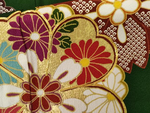 平和屋着物●豪華振袖　駒刺繍　舞桜文　暈し染め　金彩　正絹　逸品　AABL1192cs
