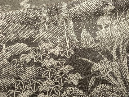 平和屋着物●江戸小紋　訪問着　鮫小紋柄　風景文　黒地　正絹　逸品　AABL1194cs