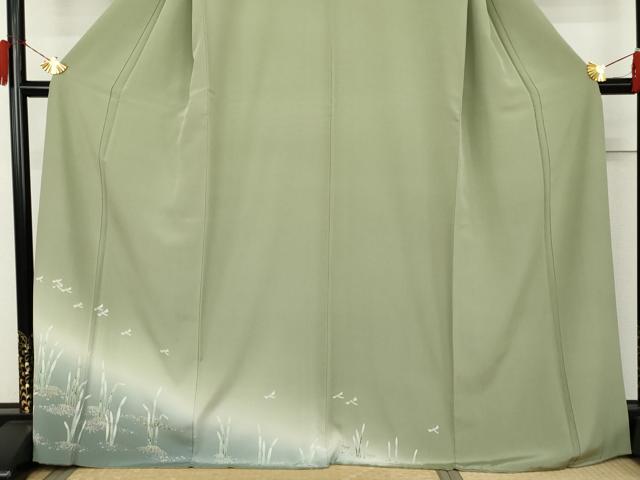 平和屋着物●訪問着　友禅　木賊に蜻蛉　暈し染め　正絹　逸品　AABL1200cs