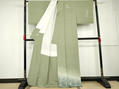 平和屋着物●訪問着　友禅　木賊に蜻蛉　暈し染め　正絹　逸品　AABL1200cs