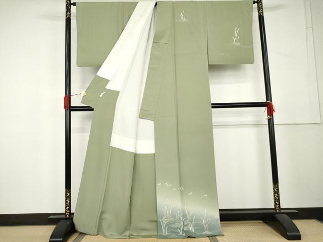 平和屋着物●訪問着　友禅　木賊に蜻蛉　暈し染め　正絹　逸品　AABL1200cs