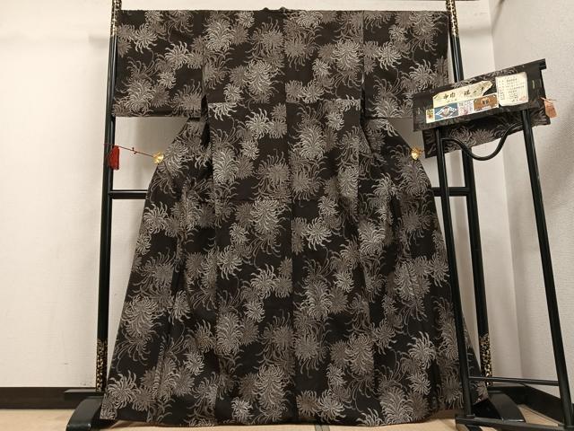 平和屋着物●本場大島紬　古代染色　純泥染　総絣　9マルキ　泥の舞　竹千雅　たけがわ織物謹製　証紙付き　正絹　逸品　AABL1207ph