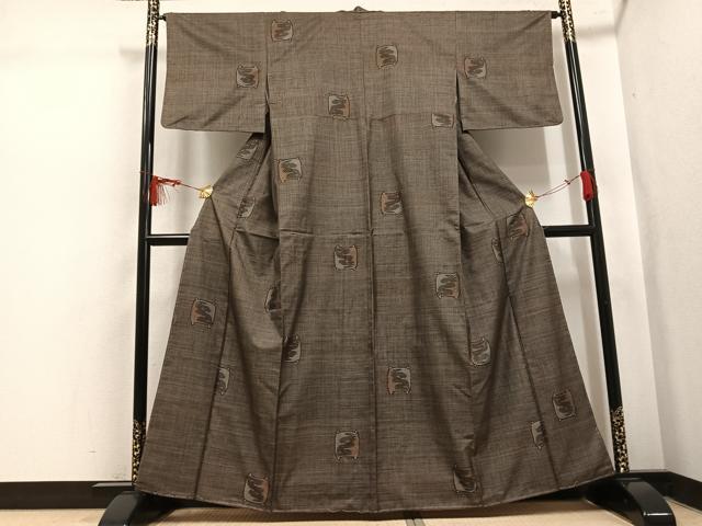 平和屋着物●本場大島紬　7マルキ　糸巻　正絹　逸品　未使用　AABL1211ph